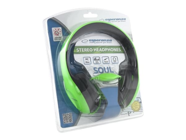 Esperanza EH138G SOUL - Hodetelefoner - full størrelse - kablet - 3,5 mm jakk - grønn