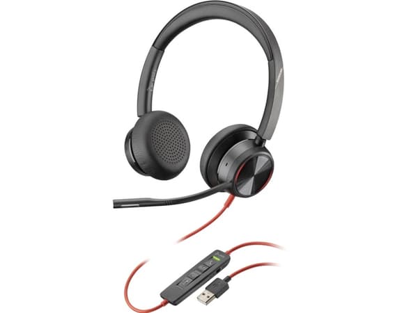 POLY Blackwire 8225, Koblet med ledninger (ikke trådløs), Kontor/kundesenter, 20 - 20000 Hz, 186 g, Hodesett, Sort