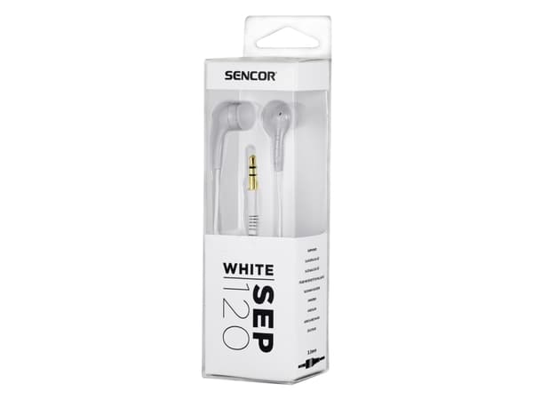 Sencor SEP 120, Kuulokkeet, In-ear, Valkoinen, 1,2 m, Langallinen, Korvan sisäinen