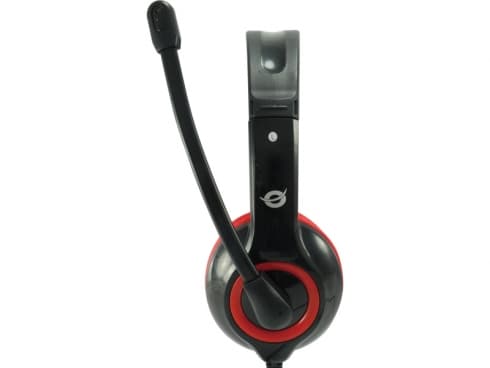 Conceptronic CCHATSTARU2R - Headset - på örat - kabelansluten - USB - svart, röd