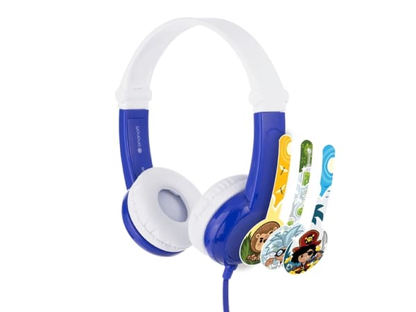 Onanoff BuddyPhones Connect - Hodetelefoner med mikrofon - on-ear - kablet - 3,5 mm jakk - blå