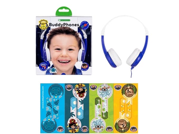 Onanoff BuddyPhones Connect - Hodetelefoner med mikrofon - on-ear - kablet - 3,5 mm jakk - blå