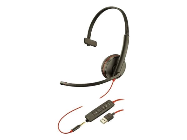 Poly Blackwire C3215 - 3200 Series - headset - på örat - kabelansluten - USB, 3,5 mm kontakt