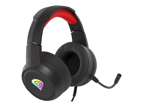 Genesis Neon 200 - Hodesett - on-ear - kablet - 3,5 mm jakk, USB - svart, rød