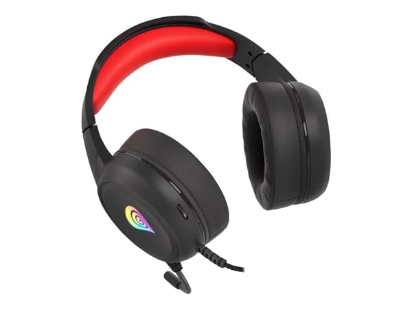 Genesis Neon 200 - Hodesett - on-ear - kablet - 3,5 mm jakk, USB - svart, rød