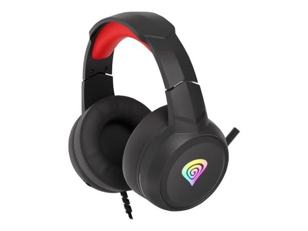Genesis Neon 200 - Hodesett - on-ear - kablet - 3,5 mm jakk, USB - svart, rød