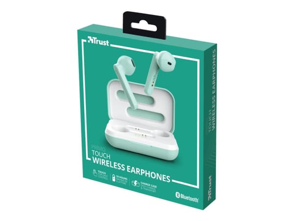 Trust Primo Touch - True wireless-hörlurar med mikrofon - inuti örat - Bluetooth - mint