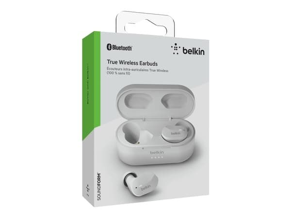 Belkin SoundForm - True wireless-hodetelefoner med mikrofon - i øret - Bluetooth - hvit