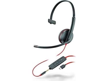 Poly Blackwire C3215 - 3200 Series - hodesett - on-ear - kablet - 3,5 mm jakk, USB-C