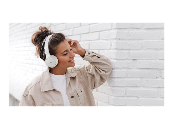 Panasonic RB-HF420BE - Hodetelefoner med mikrofon - on-ear - Bluetooth - trådløs - hvit