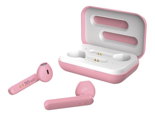 Trust Primo Touch - True wireless-hodetelefoner med mikrofon - i øret - Bluetooth - rosa