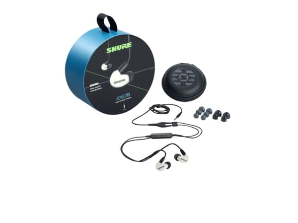 Shure AONIC 215, Ledningsført, Opkald/musik, Headset, Genomsigtig, Hvid
