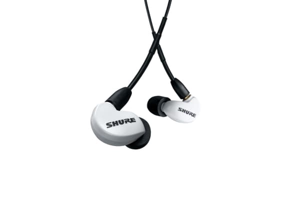 Shure AONIC 215, Ledningsført, Opkald/musik, Headset, Genomsigtig, Hvid