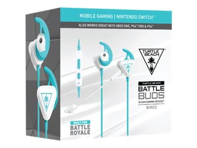 Turtle Beach Battle Buds - Headset - inuti örat - kabelansluten - 3,5 mm kontakt - vit, blågrön
