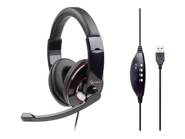 Gembird MHS-U-001 - Headset - fullstorlek - kabelansluten - glänsande svart