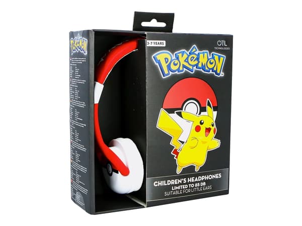 OTL Technologies Pokémon Pokéball, Langallinen, Musiikki, 20 - 20000 Hz, 90 g, Kuulokkeet, Musta, Punainen, Valkoinen