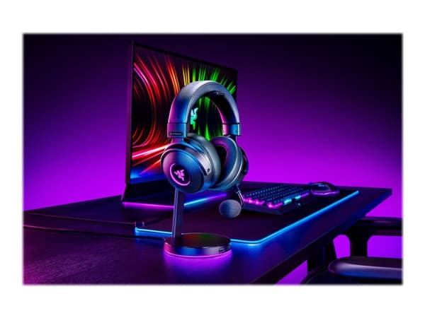 Razer Kraken V3 Pro - Headset - fullstorlek - 2,4 GHz - trådlös, kabelansluten - 3,5 mm kontakt