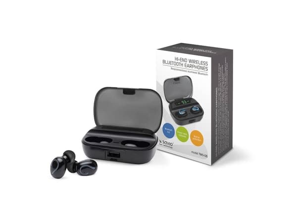 Elmak headphones Elmak Savio TWS-06 BT 5.0 wireless Bluetooth headphones with microphone, powerbank and led
