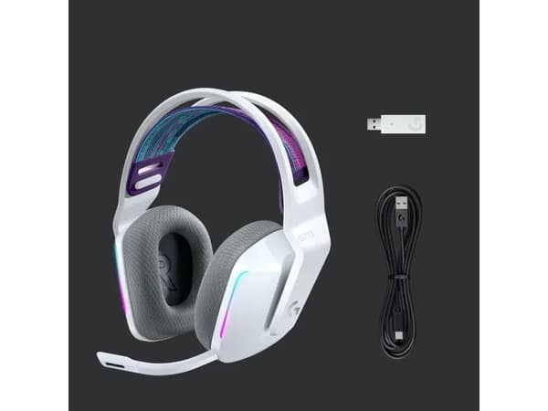 Logitech G G733 LIGHTSPEED Wireless RGB Gaming Headset - Headset - fullstorlek - 2,4 GHz - trådlös - vit