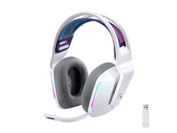 Logitech G G733 LIGHTSPEED Wireless RGB Gaming Headset - Headset - fullstorlek - 2,4 GHz - trådlös - vit