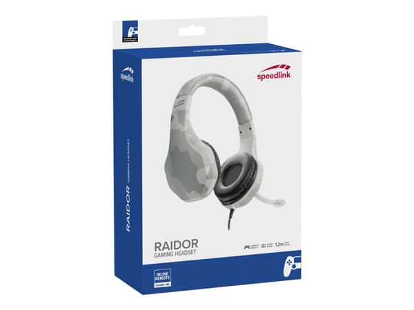 SPEEDLINK RAIDOR - Headset - på örat - kabelansluten - 3,5 mm kontakt - vit - för Sony PlayStation 4, Sony PlayStation 4 Pro, Sony PlayStation 4 Slim