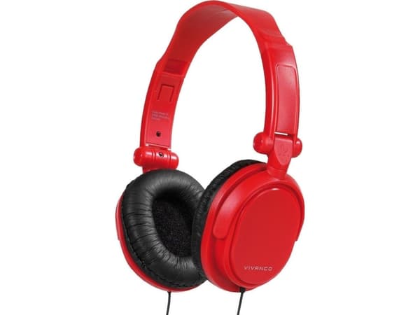 Vivanco DJ 20, Hovedtelefoner, Kuuloke, Rød, 1,8 m, Ledningsført, Nikkel