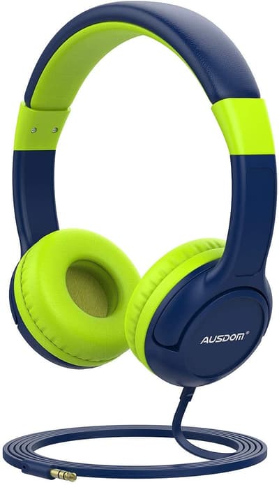 Ausdom K1 Kids hörlurar musikdelning 85dB volym begränsad