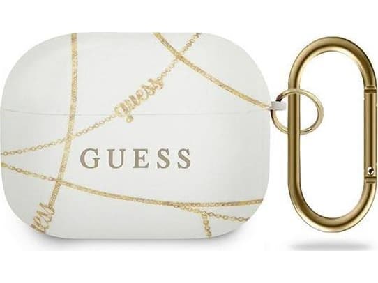 Guess Guess GUACAPTPUCHWH AirPods Pro headphones cover white/white Gold Chain Collection