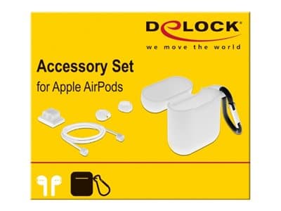 Delock - Tillbehörssats för true wireless-hörlurar - vit - för Apple AirPods (1:a generation, 2a generation)