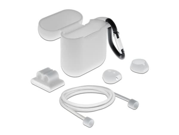 Delock - Tillbehörssats för true wireless-hörlurar - vit - för Apple AirPods (1:a generation, 2a generation)
