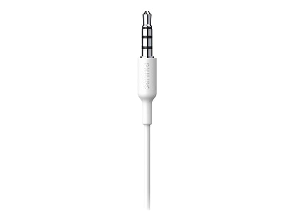 Philips TAA1105WT - Hörlurar med mikrofon - öronknopp - montering över örat - kabelansluten - 3,5 mm kontakt - vit
