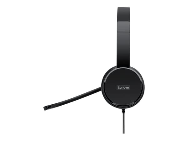 Lenovo 100 - Hodesett - on-ear - kablet - USB-A - svart