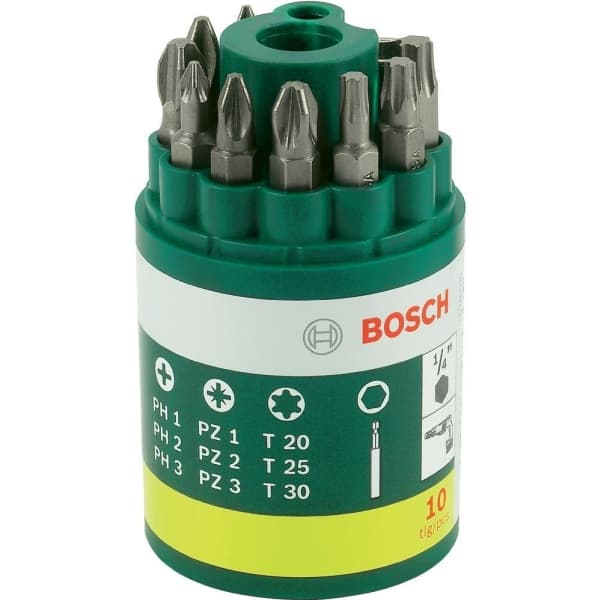 Bosch - Spiss for skrutrekker - 10 deler - torx, phillips, pozidriv - lengde: 25 mm