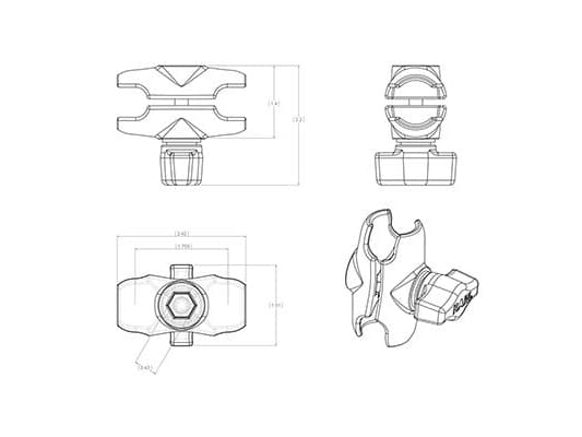 RAM Mounts RAM-B-201U-A, 92,2 g, 61,4 mm
