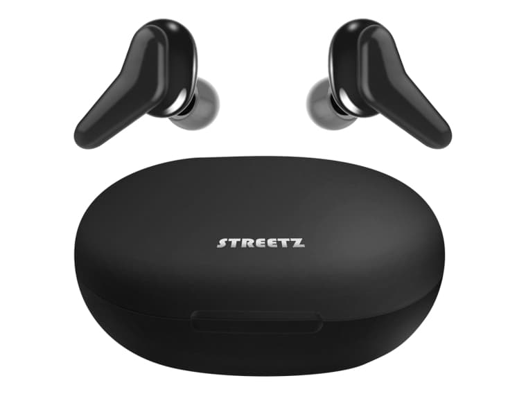 STREETZ Wireless earbuds with charging case, in-ear, TWS, BT 5, blackS