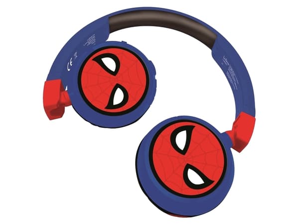 Lexibook Spiderman HPBT010SP - Hodetelefoner med mikrofon - on-ear - Bluetooth - trådløs, kablet - 3,5 mm jakk - blå, rød