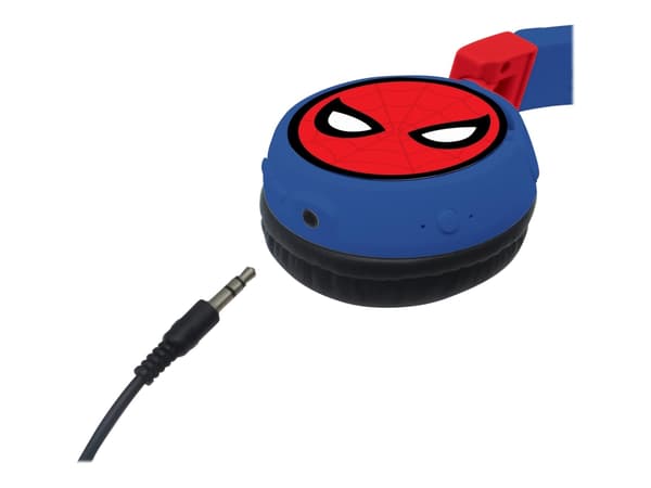 Lexibook Spiderman HPBT010SP - Hodetelefoner med mikrofon - on-ear - Bluetooth - trådløs, kablet - 3,5 mm jakk - blå, rød