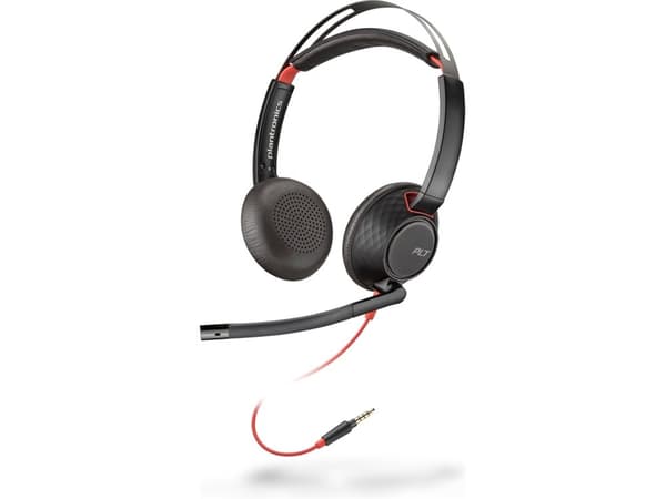 POLY Blackwire 5220 3,5 mm topp, Koblet med ledninger (ikke trådløs), Kontor/kundesenter, 20 - 20000 Hz, 138,8 g, Hodesett, Sort