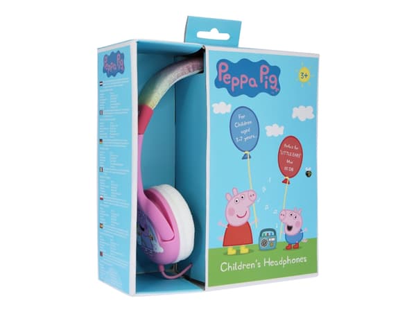 OTL Peppa Pig - Hovedtelefoner - på øret - kabling - 3,5 mm jackstik - rosa, regnbueglitter