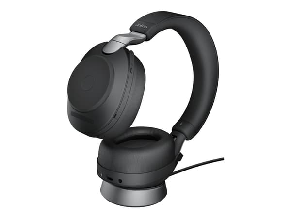 Jabra Evolve2 85 UC Stereo - Headset - fullstorlek - Bluetooth - trådlös, kabelansluten - aktiv brusradering - 3,5 mm kontakt - ljudisolerande - svar