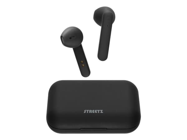 STREETZ TWS-104 Korvakuulokkeet Bluetooth® Stereo Musta Akun latauksen merkkivalo, Kuulokkeet, Latauskotelo, Kosketusnäyttö, Kosketusohjaus