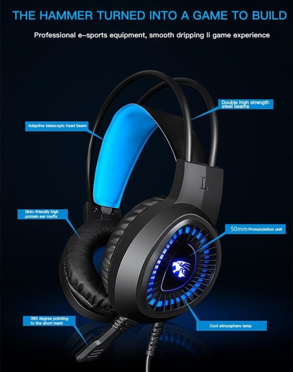 HAMTOD V1000 Dual-3.5mm Gaming Headset