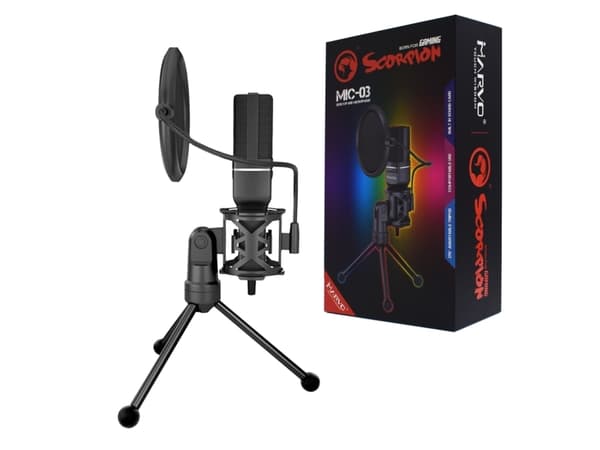 Marvo MIC-03, -47 dB, 20 - 20000 Hz, 2200 O, Retningsuavhengig, Koblet med ledninger (ikke trådløs), USB