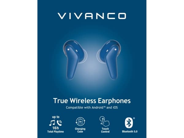 Vivanco Fresh Pair, Langaton, Puhelut/Musiikki, Kuulokkeet, Sininen