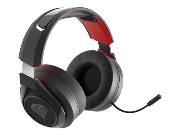 Genesis Selen 400 - Hodesett - full størrelse - 2,4 GHz - kablet, trådløs - USB, 3,5 mm jakk - lydisolerende - rød, svart