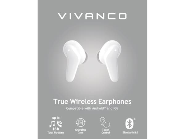 Vivanco Fresh Pair, Langaton, Puhelut/Musiikki, Kuulokkeet, Valkoinen