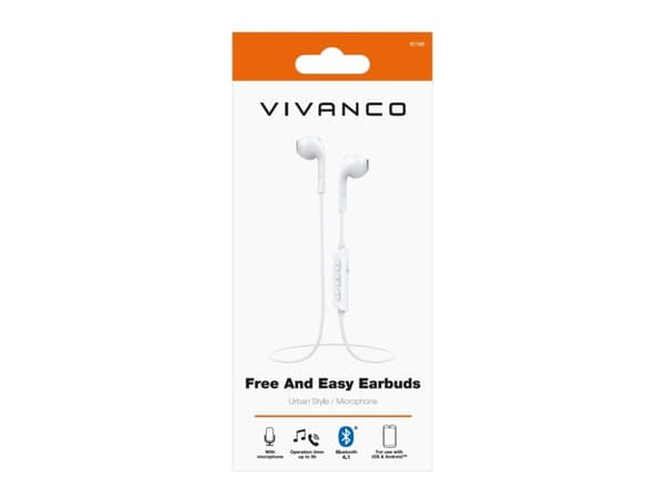 Vivanco Free And Easy, Langaton, Puhelut/Musiikki, 20 - 20000 Hz, Kuulokkeet, Valkoinen