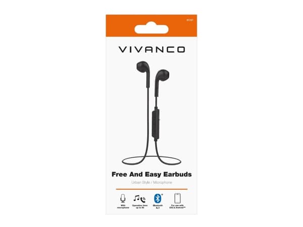 Vivanco Free And Easy, Langaton, Puhelut/Musiikki, 20 - 20000 Hz, Kuulokkeet, Musta