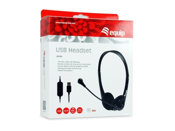Equip 245305, Ledningsført, 20 - 20000 Hz, Kontor/Callcenter, 97 g, Headset, Sortera