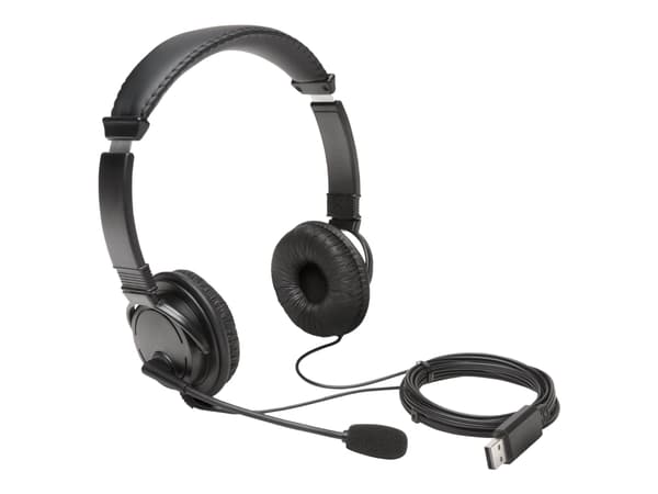 Kensington USB Hi-Fi Headphones with Mic - Hodesett - on-ear - kablet - USB-A - svart